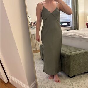 a new day Olive Slip Midi Dress with Thin Straps